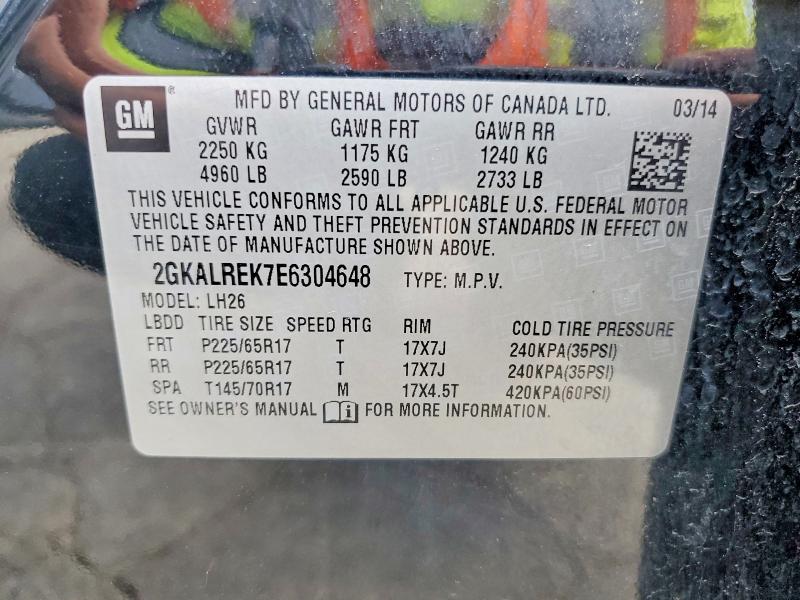 Aukcja sprzedaży 2014 Gmc Terrain, vin: 2GKALREK7E6304648, numer aukcji: 74513955