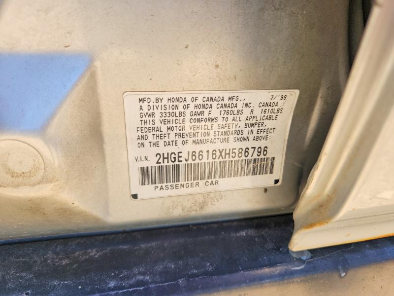 Продаж на аукціоні авто 1999 Honda Civic, vin: 2HGEJ6616XH586796, номер лоту: 57014036