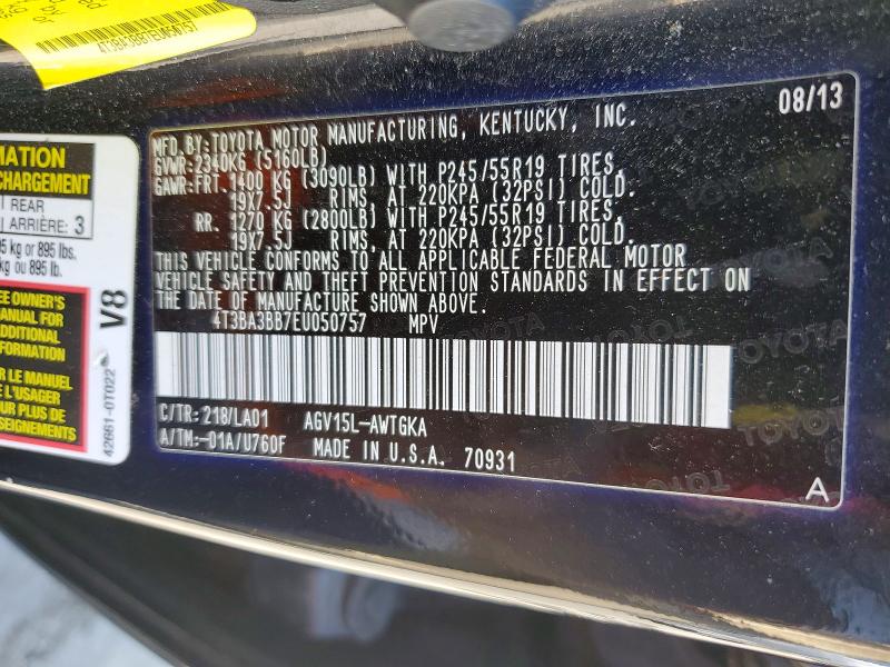 56757126 :رقم المزاد ، 4T3BA3BB7EU050757 vin ، 2014 Toyota Venza مزاد بيع