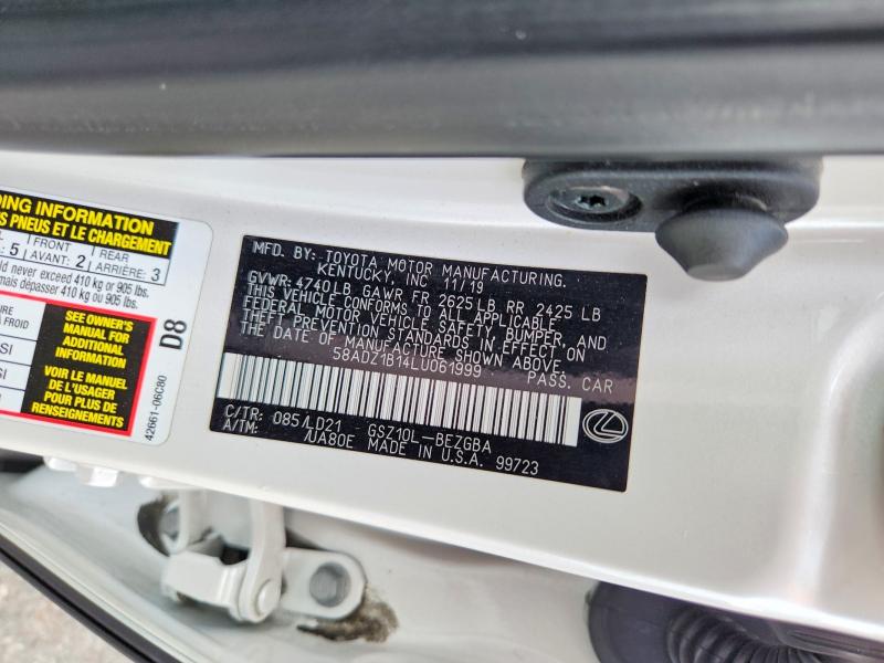 58326996 :رقم المزاد ، 58ADZ1B14LU061999 vin ، 2020 Lexus Es مزاد بيع