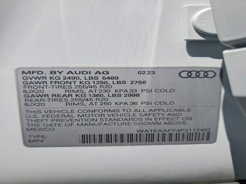 Aukcja sprzedaży 2023 Audi Q5, vin: WA1EAAFY4P2112492, numer aukcji: 85987085