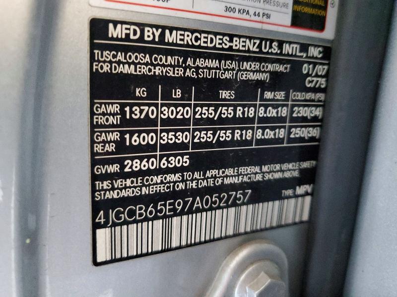 Продаж на аукціоні авто 2007 Mercedes-benz R, vin: 4JGCB65E97A052757, номер лоту: 59200436