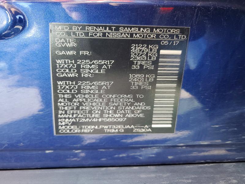 Aukcja sprzedaży 2017 Nissan Rogue, vin: KNMAT2MV4HP585097, numer aukcji: 55500436