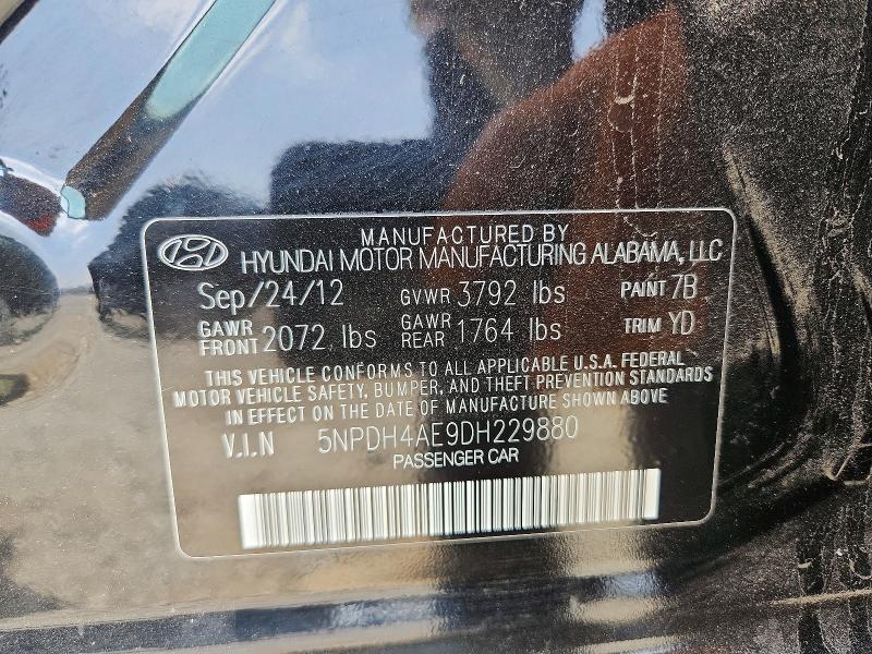 Aukcja sprzedaży 2013 Hyundai Elantra, vin: 5NPDH4AE9DH229880, numer aukcji: 56265906