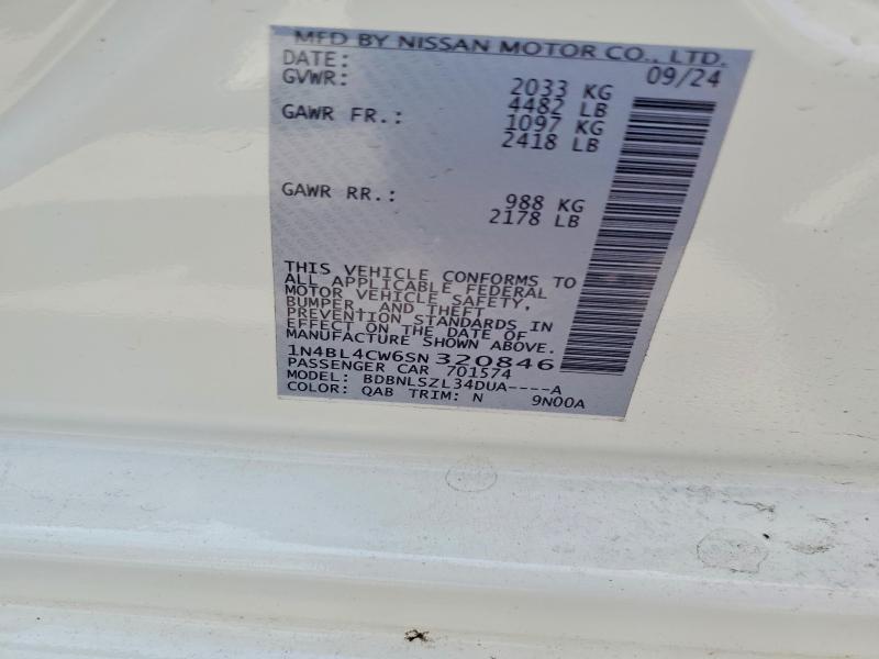 Продаж на аукціоні авто 2025 Nissan Altima, vin: 1N4BL4CW6SN320846, номер лоту: 55860496
