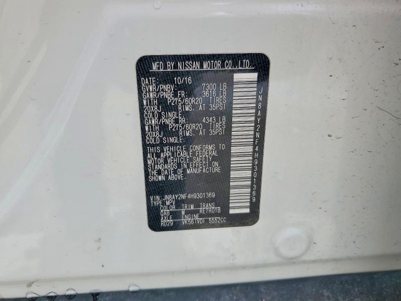 Aukcja sprzedaży 2017 Nissan Armada, vin: JN8AY2NF4H9301369, numer aukcji: 55823916