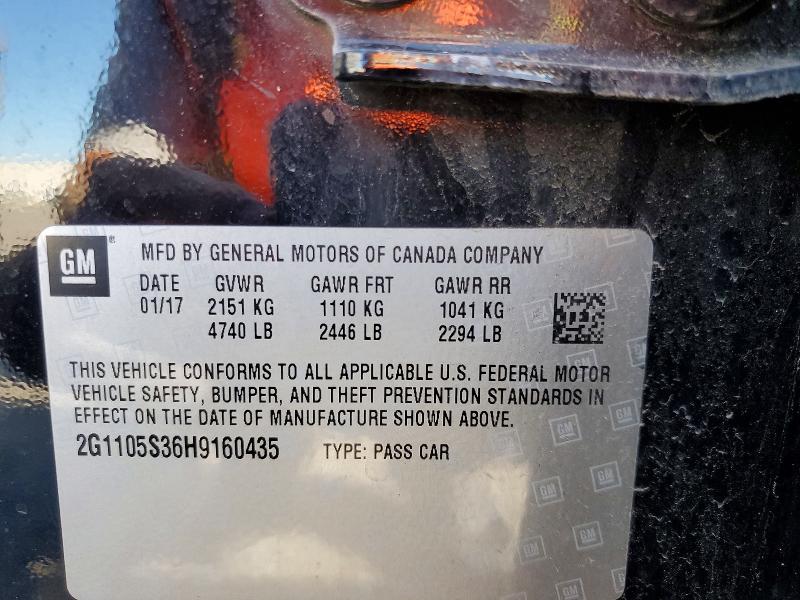 Aukcja sprzedaży 2017 Chevrolet Impala, vin: 2G1105S36H9160435, numer aukcji: 58652436