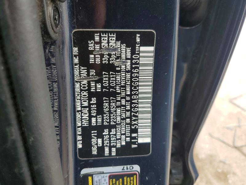 56743726 :رقم المزاد ، 5XYZG3AB3CG096130 vin ، 2012 Hyundai Santa Fe مزاد بيع