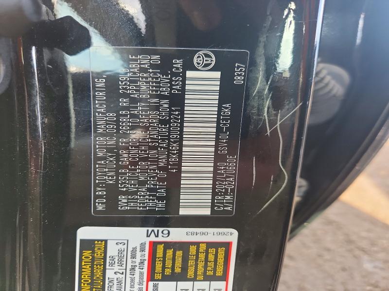 Продажа на аукционе авто 2009 Toyota Camry, vin: 4T1BK46K19U092241, номер лота: 58550586