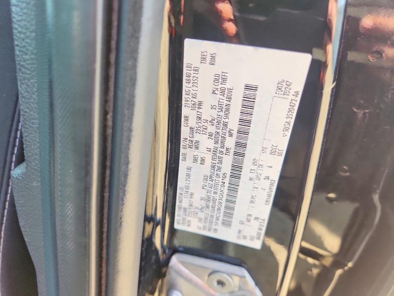 59113786 :رقم المزاد ، 1FMCU9G93GUC04106 vin ، 2016 Ford Escape مزاد بيع
