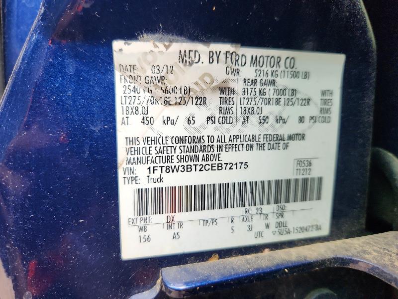Продажа на аукционе авто 2012 Ford F350, vin: 1FT8W3BT2CEB72175, номер лота: 58458696