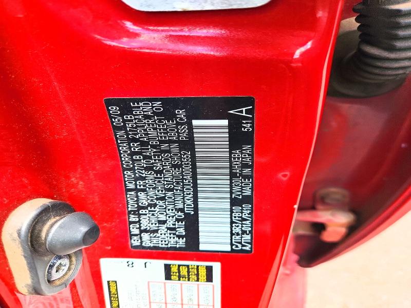 2010 Toyota Prius მანქანა იყიდება აუქციონზე, vin: JTDKN3DU5A0003552, აუქციონის ნომერი: 57724386