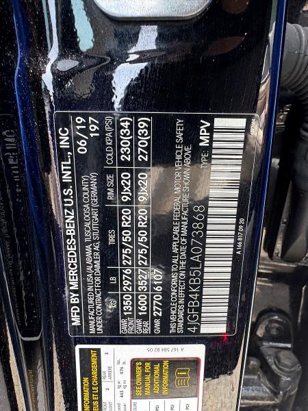 Продажа на аукционе авто 2020 Mercedes-benz Gle, vin: 4JGFB4KB5LA073868, номер лота: 58999116