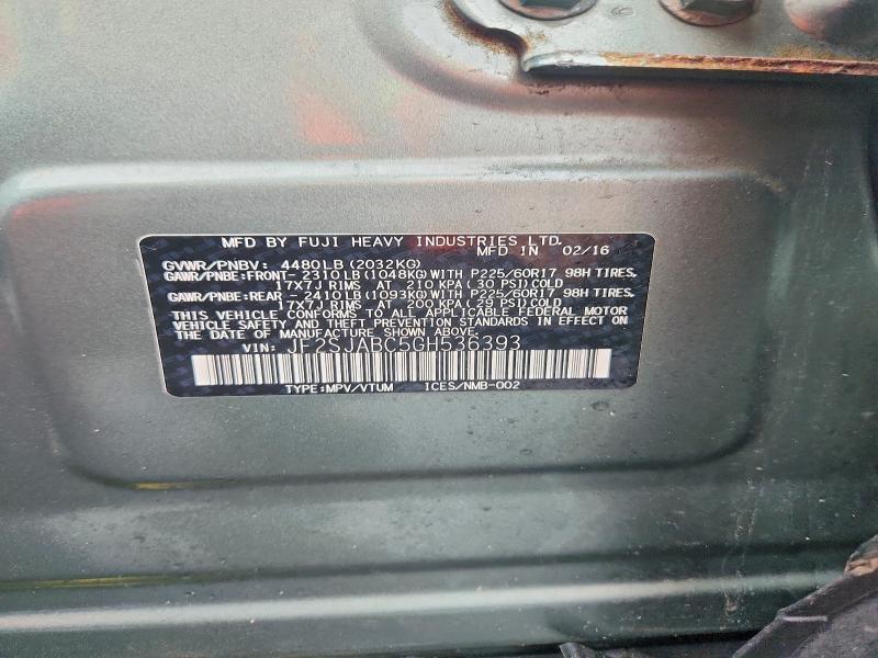 58659186 :رقم المزاد ، JF2SJABC5GH536393 vin ، 2016 Subaru Forester مزاد بيع