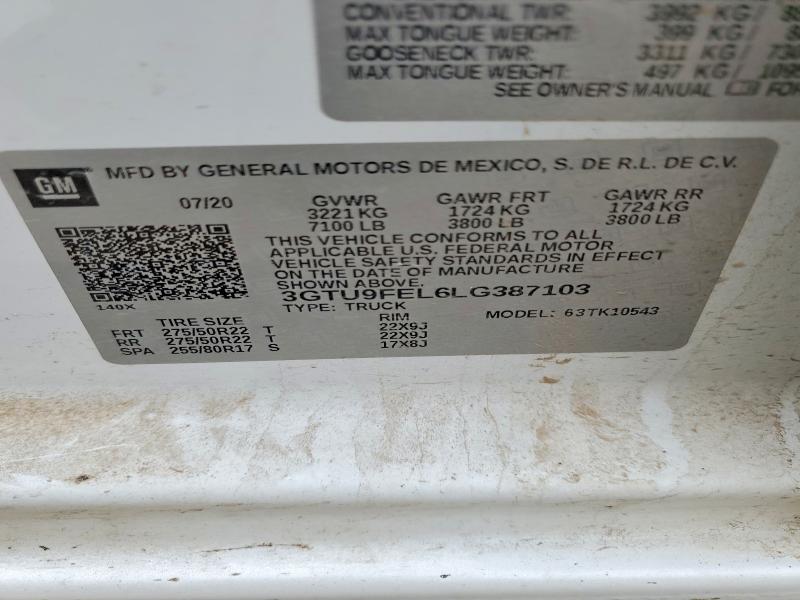 55392866 :رقم المزاد ، 3GTU9FEL6LG387103 vin ، 2020 Gmc Sierra مزاد بيع