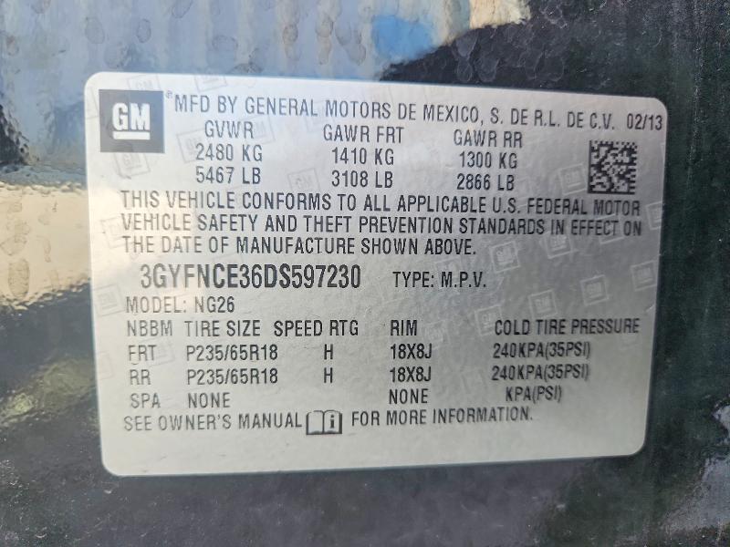 2013 Cadillac Srx მანქანა იყიდება აუქციონზე, vin: 3GYFNCE36DS597230, აუქციონის ნომერი: 58912556