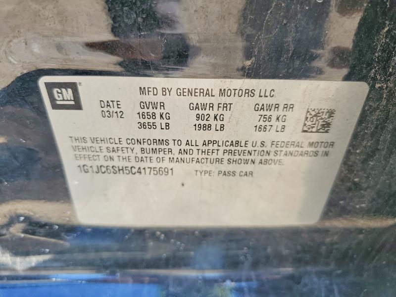 2012 Chevrolet Sonic მანქანა იყიდება აუქციონზე, vin: 1G1JC6SH5C4175691, აუქციონის ნომერი: 58596546