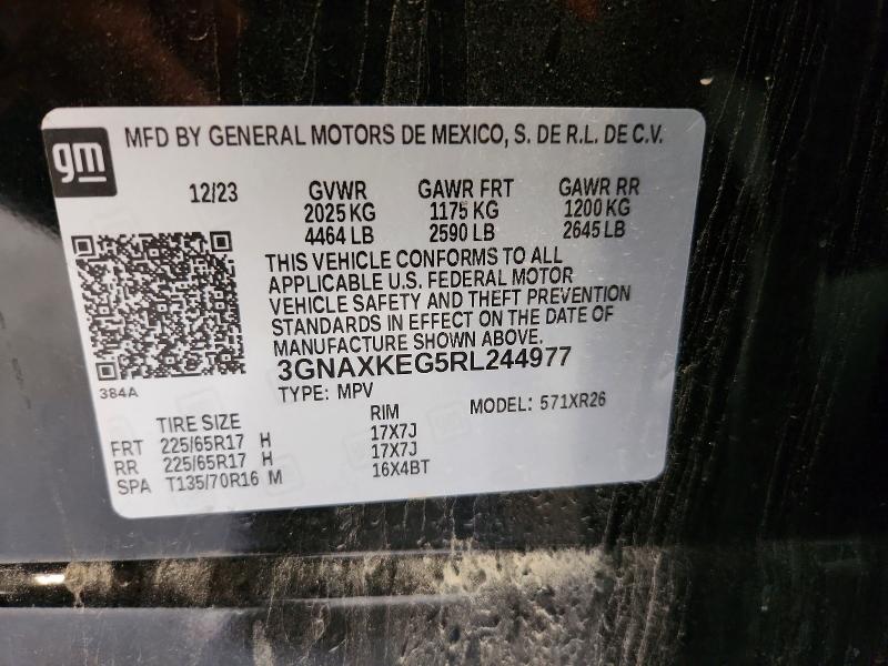 55335606 :رقم المزاد ، 3GNAXKEG5RL244977 vin ، 2024 Chevrolet Equinox مزاد بيع