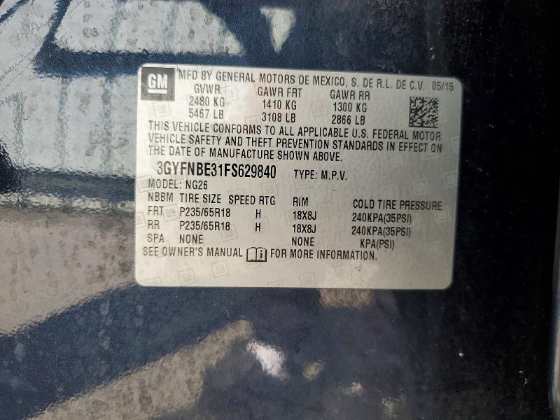 Aukcja sprzedaży 2015 Cadillac Srx, vin: 3GYFNBE31FS629840, numer aukcji: 57405976