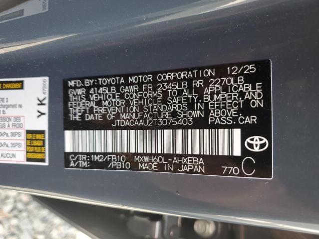 57474906 :رقم المزاد ، JTDACAAU2T3075403 vin ، 2026 Toyota Prius مزاد بيع