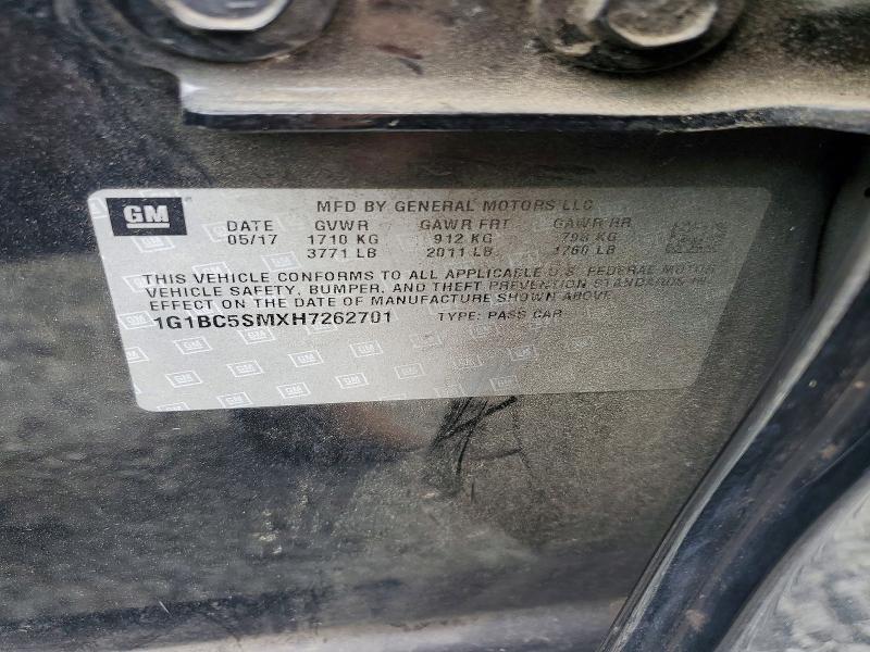 Aukcja sprzedaży 2017 Chevrolet Cruze, vin: 1G1BC5SMXH7262701, numer aukcji: 56448106