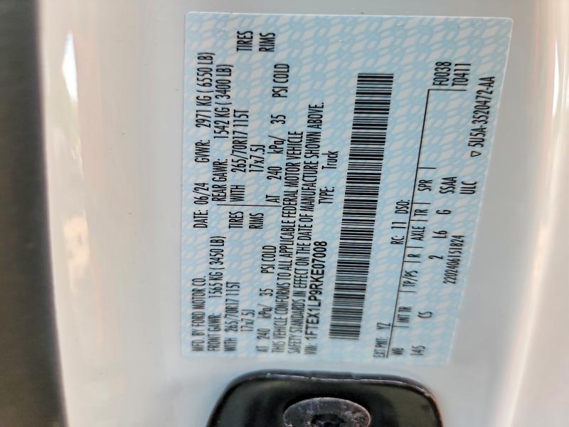 Aukcja sprzedaży 2024 Ford F150, vin: 1FTEX1LP9RKE07008, numer aukcji: 57017986