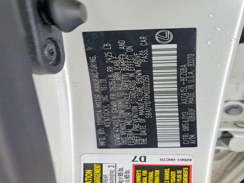 Aukcja sprzedaży 2021 Lexus Es 250, vin: 58AD11D1XMU002350, numer aukcji: 55591656