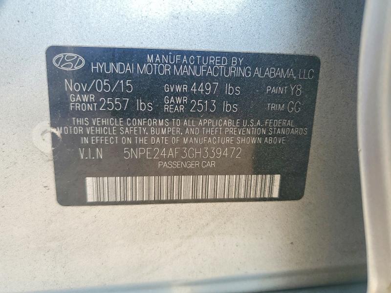 Продажа на аукционе авто 2016 Hyundai Sonata, vin: 5NPE24AF3GH339472, номер лота: 56643196
