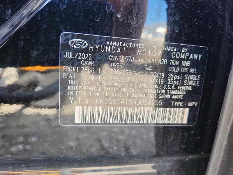 Продажа на аукционе авто 2022 Hyundai Santa Fe, vin: KM8S5DA19NU054255, номер лота: 55223676
