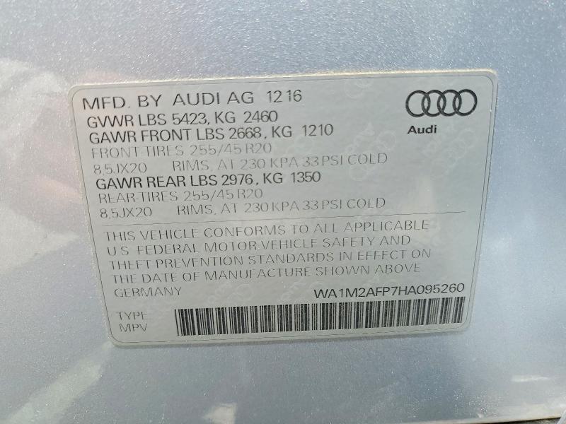 Продажа на аукционе авто 2017 Audi Q5, vin: WA1M2AFP7HA095260, номер лота: 57006556
