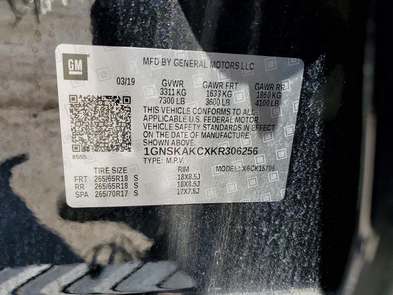 Продаж на аукціоні авто 2019 Chevrolet Tahoe, vin: 1GNSKAKCXKR306256, номер лоту: 56182836