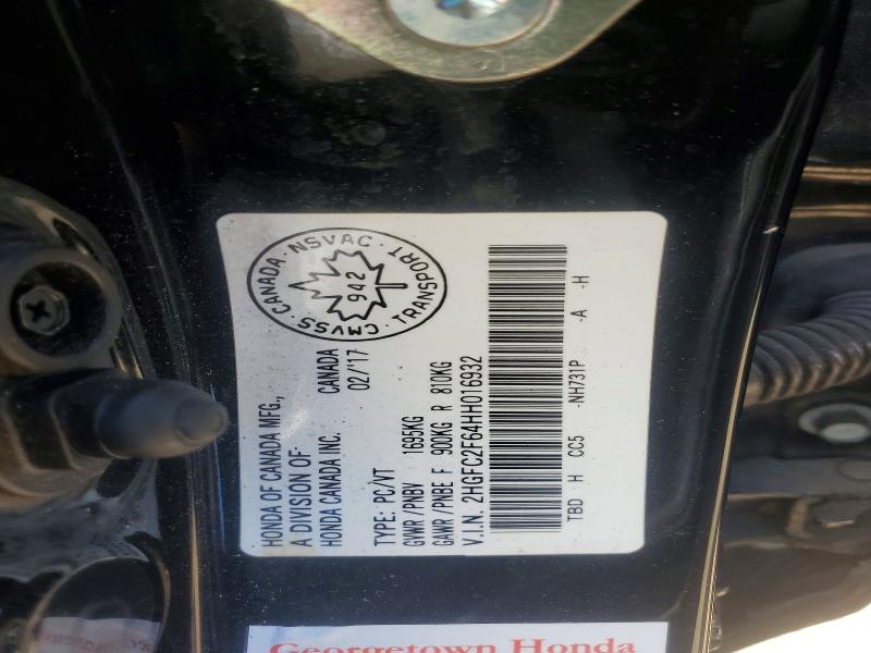 Продажа на аукционе авто 2017 Honda Civic, vin: 2HGFC2F64HH016932, номер лота: 55768786