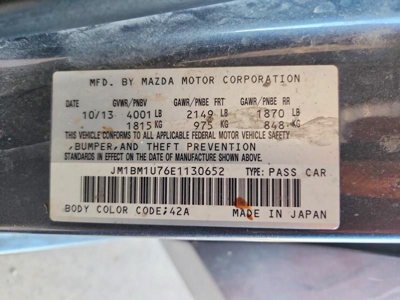 2014 Mazda 3 მანქანა იყიდება აუქციონზე, vin: JM1BM1U76E1130652, აუქციონის ნომერი: 57222186