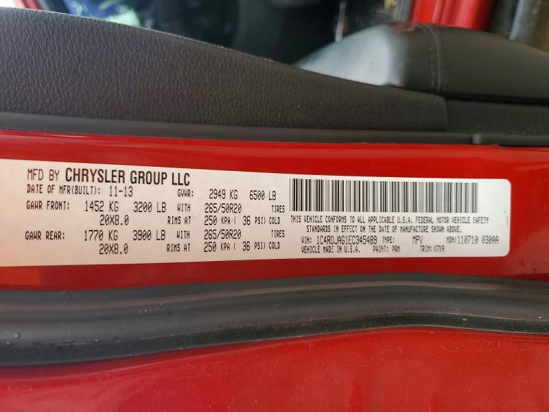 Aukcja sprzedaży 2014 Dodge Durango, vin: 1C4RDJAG1EC345489, numer aukcji: 55892276