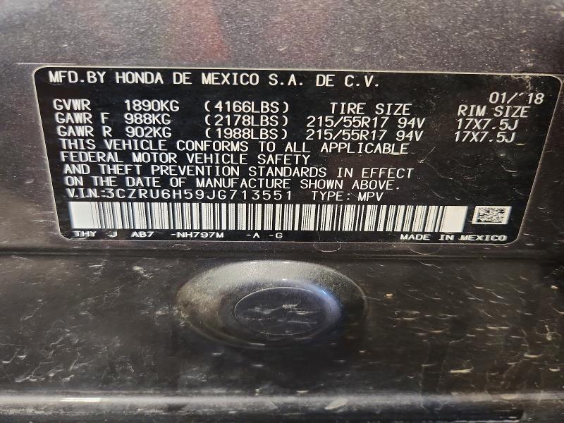 Продаж на аукціоні авто 2018 Honda Hr-v, vin: 3CZRU6H59JG713551, номер лоту: 55425056