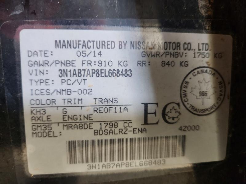 Продажа на аукционе авто 2014 Nissan Sentra, vin: 3N1AB7AP8EL668483, номер лота: 57219096