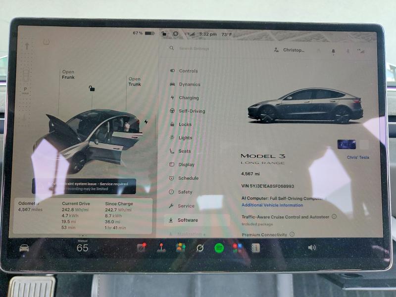 Продаж на аукціоні авто 2025 Tesla Model 3, vin: 5YJ3E1EA8SF068993, номер лоту: 55801916