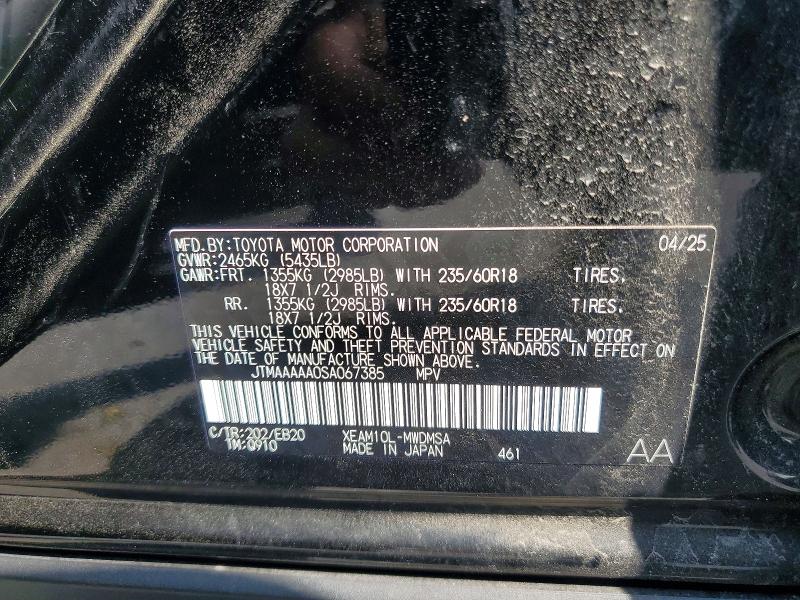 Aukcja sprzedaży 2025 Toyota Bz4x, vin: JTMAAAAA0SA067385, numer aukcji: 57119736