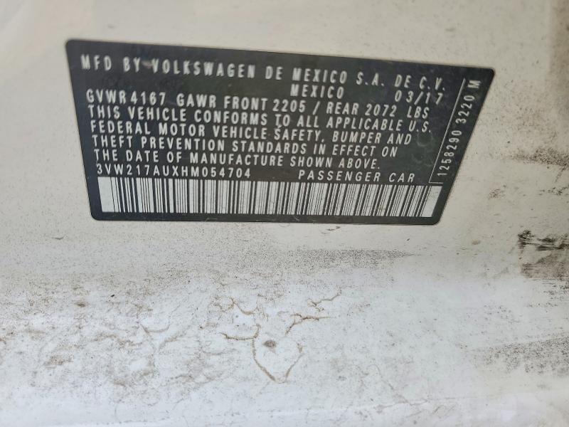 55338596 :رقم المزاد ، 3VW217AUXHM054704 vin ، 2017 Volkswagen Golf مزاد بيع