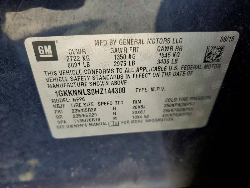 2017 Gmc Acadia მანქანა იყიდება აუქციონზე, vin: 1GKKNNLS0HZ144308, აუქციონის ნომერი: 56737356