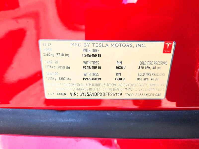 Продажа на аукционе авто 2013 Tesla Model S, vin: 5YJSA1DPXDFP26149, номер лота: 57543826