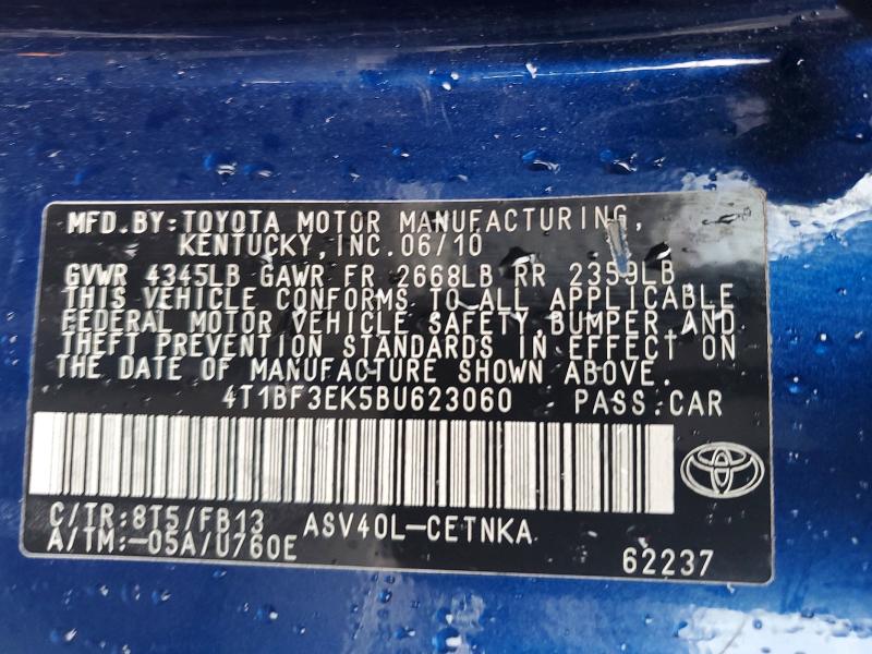 Aukcja sprzedaży 2011 Toyota Camry, vin: 4T1BF3EK5BU623060, numer aukcji: 58417286