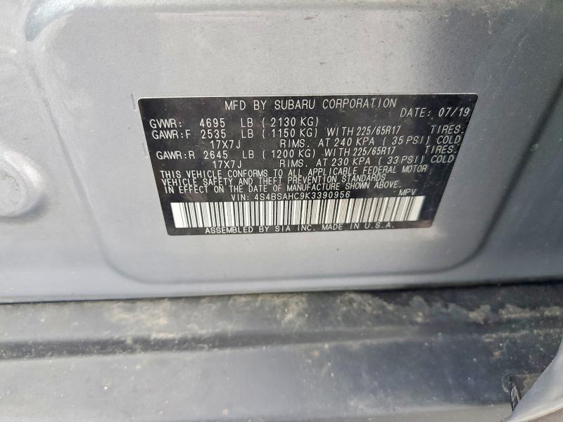 Aukcja sprzedaży 2019 Subaru Outback, vin: 4S4BSAHC9K3390956, numer aukcji: 58305116