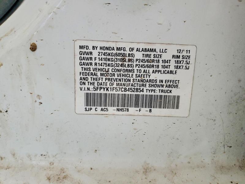 Продаж на аукціоні авто 2012 Honda Ridgeline, vin: 5FPYK1F57CB452854, номер лоту: 41632446