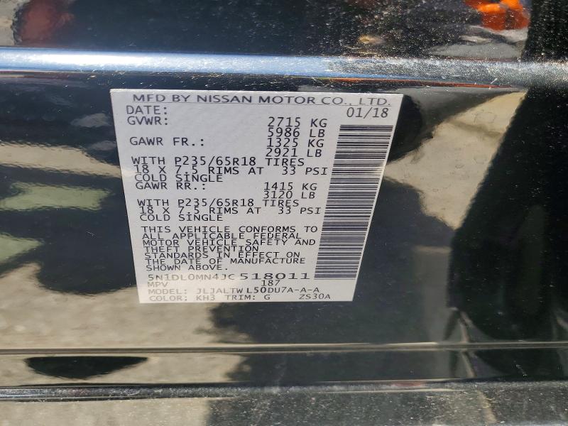 55888536 :رقم المزاد ، 5N1DL0MN4JC518011 vin ، 2018 Infiniti Qx60 مزاد بيع