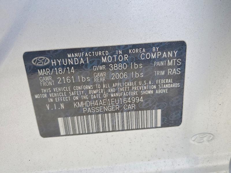 Продажа на аукционе авто 2014 Hyundai Elantra, vin: KMHDH4AE1EU164994, номер лота: 58450646