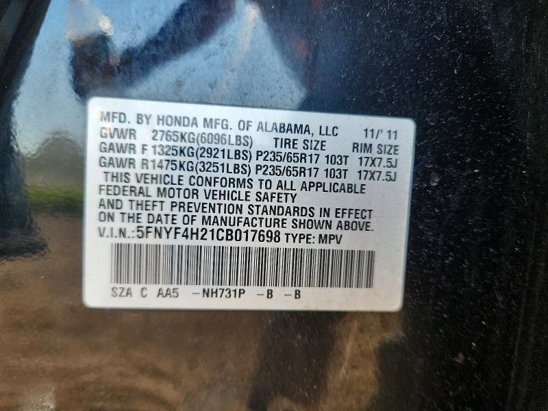 Продаж на аукціоні авто 2012 Honda Pilot, vin: 5FNYF4H21CB017698, номер лоту: 56449566