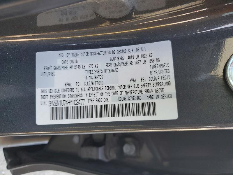 2017 Mazda 3 მანქანა იყიდება აუქციონზე, vin: 3MZBN1U74HM102477, აუქციონის ნომერი: 55760756