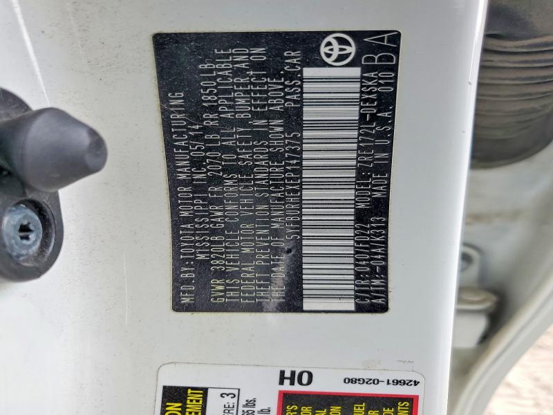 56144486 :رقم المزاد ، 5YFBURHEXEP147375 vin ، 2014 Toyota Corolla مزاد بيع