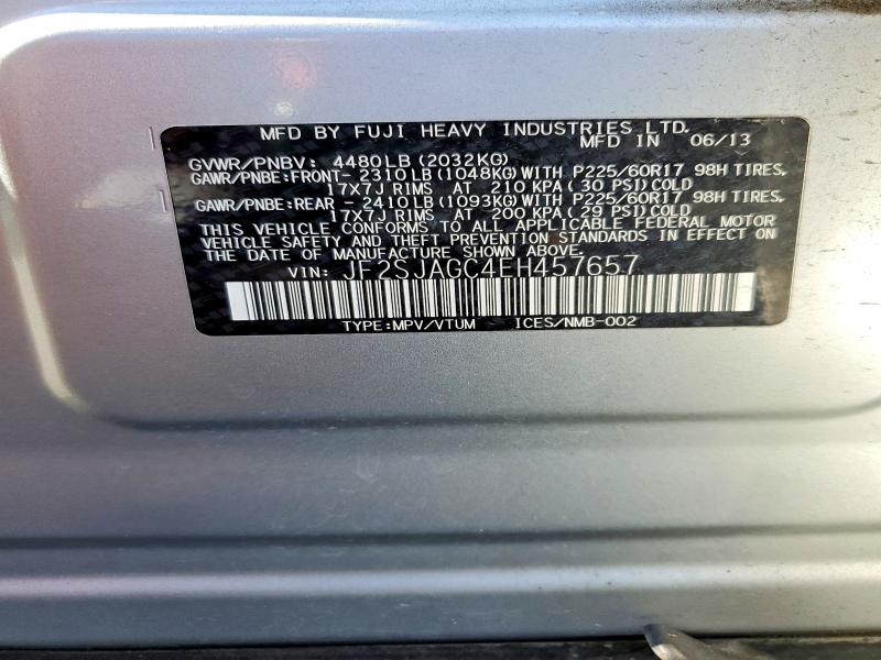 Продаж на аукціоні авто 2014 Subaru Forester, vin: JF2SJAGC4EH457657, номер лоту: 55809616